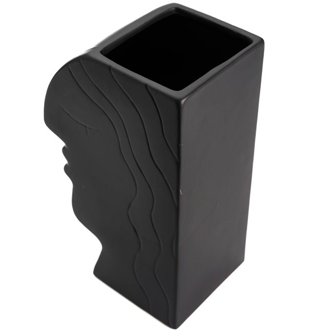 Ceramic vase Face, black, 26x16x11cm