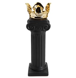 Ceramic vase Column, black/golden, 33x10x9cm