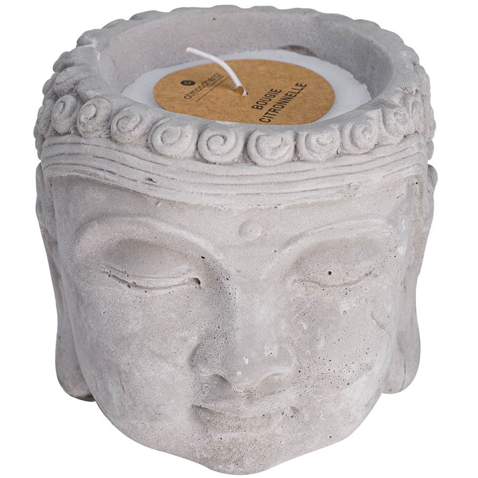 Candlestick Buddha with candle, H13cm, D13.5cm