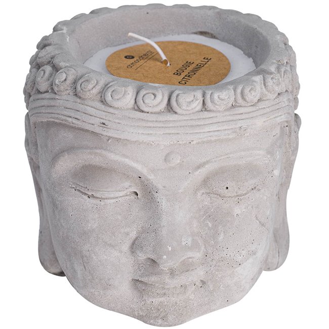 Candlestick Buddha with candle, H13cm, D13.5cm