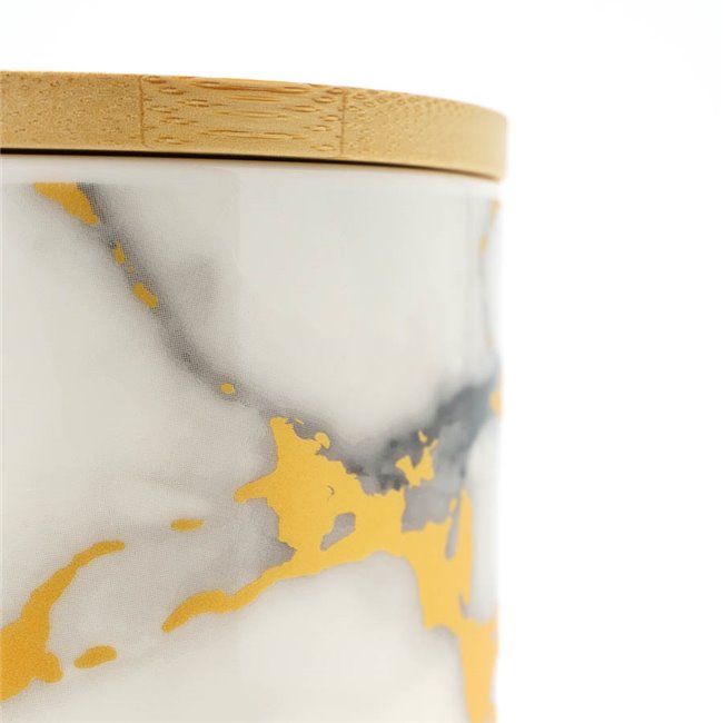 Storage jar with bamboo lid, ceramic, D10x9cm