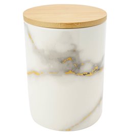 Storage box with bamboo lid, ceramic,  D10x14cm