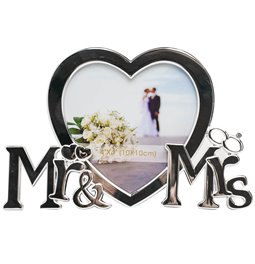 Photo frame Wedding, 10x10cm, metal, silver, H12x18cm