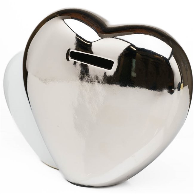 Saving bank Dua, ceramic, white/silver, H13x15cm
