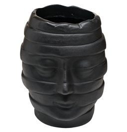 Vase Head , black, 15x15x19cm