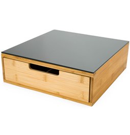 Bamboo capsule drawe, black, H10cm, D30cm