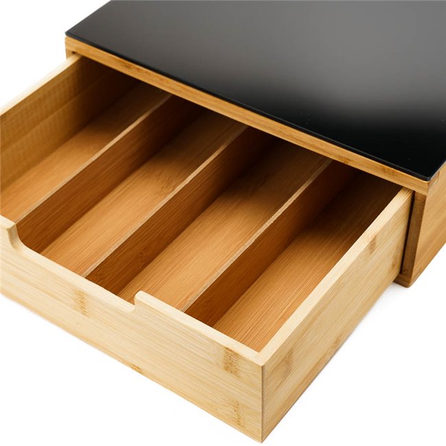 Bamboo capsule drawe, black, H10cm, D30cm