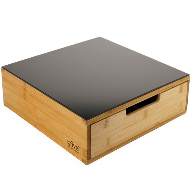 Bamboo capsule drawe, black, H10cm, D30cm