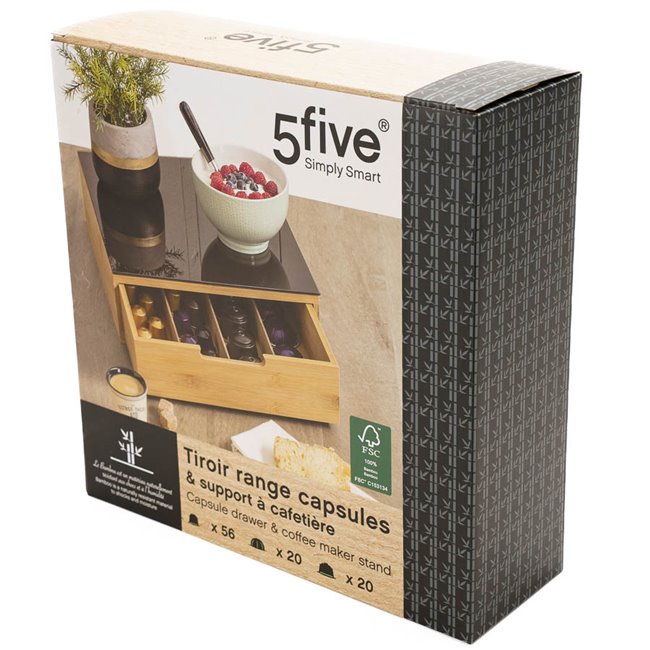 Bamboo capsule drawe, black, H10cm, D30cm