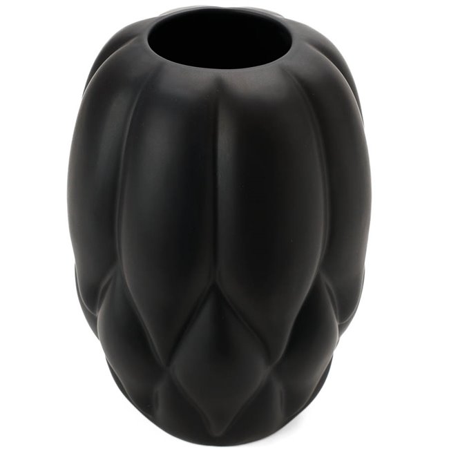 Vase Dahlia M, black matt, 17.5x17.5x24.5cm
