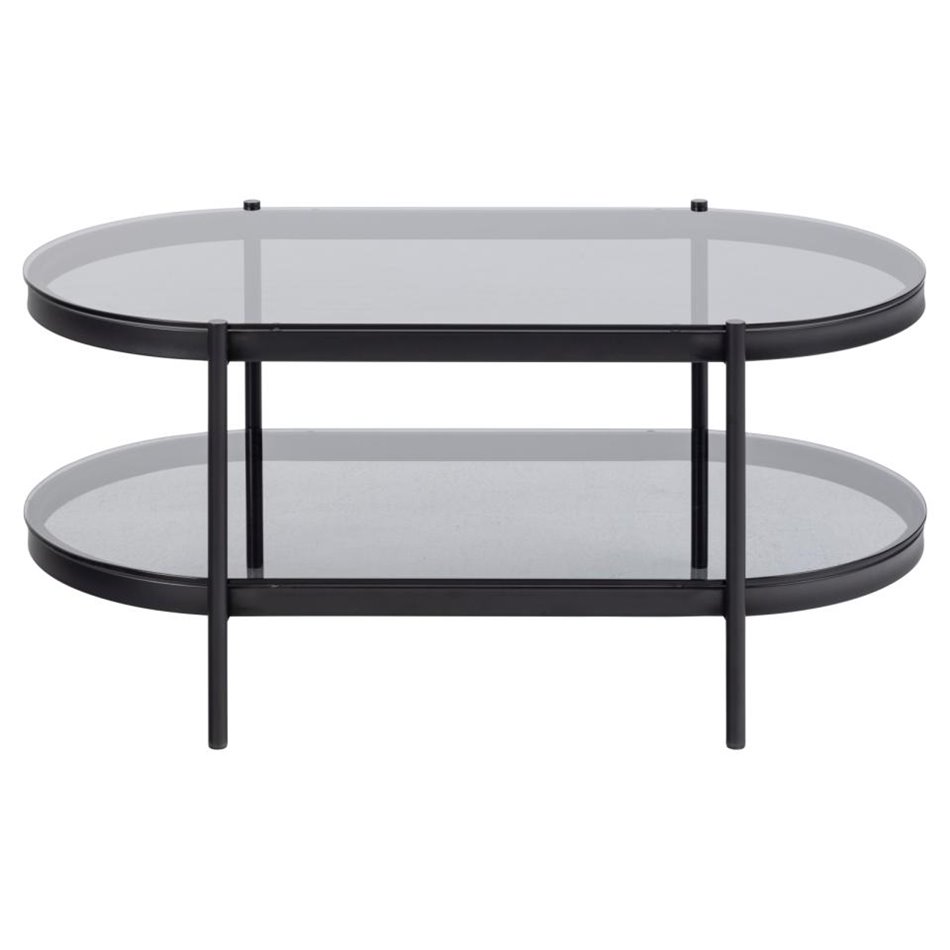 Coffee table Ayonne, black/grey glass top, 95x50x42 cm
