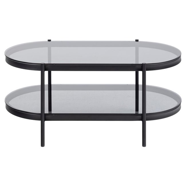 Coffee table Ayonne, black/grey glass top, 95x50x42 cm