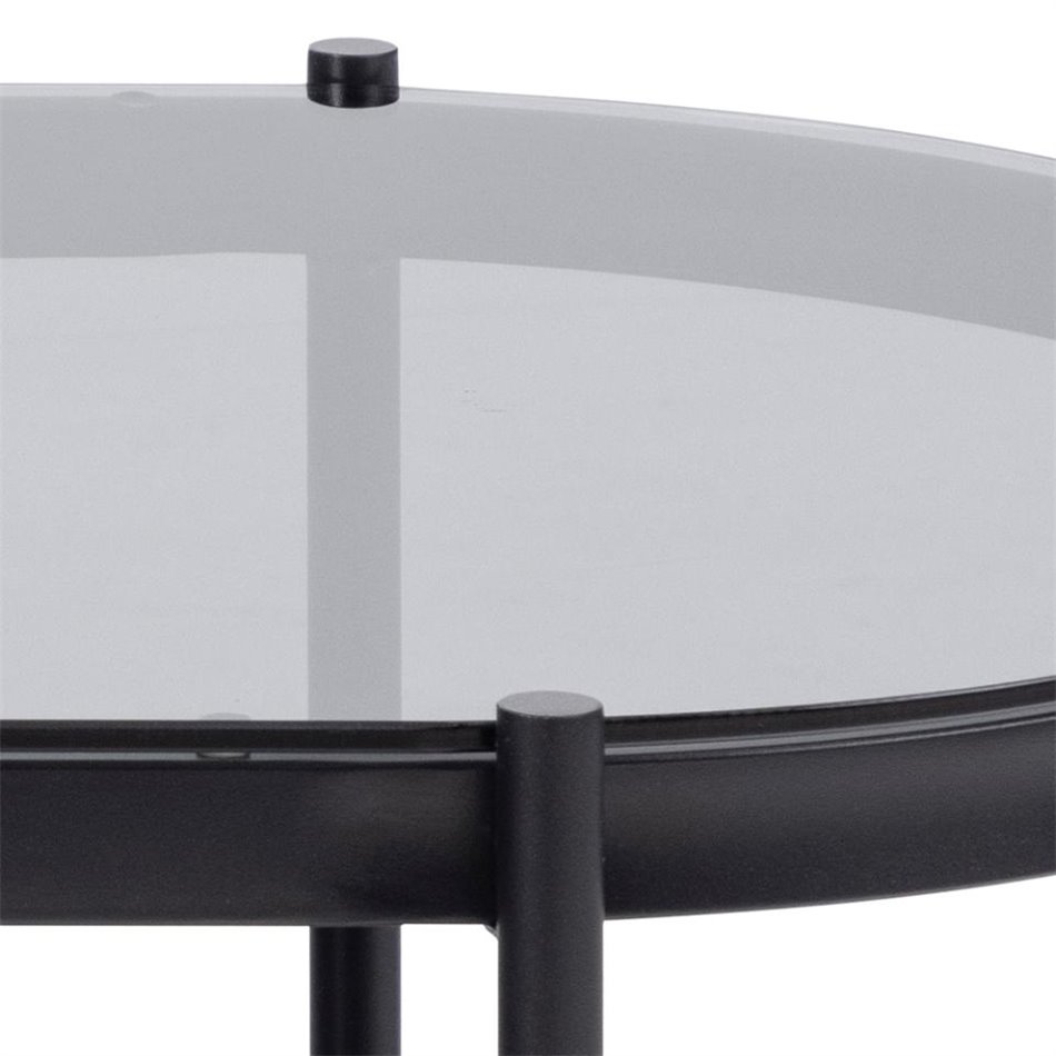 Coffee table Ayonne, black/grey glass top, 95x50x42 cm