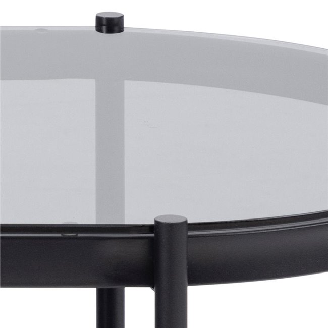 Coffee table Ayonne, black/grey glass top, 95x50x42 cm