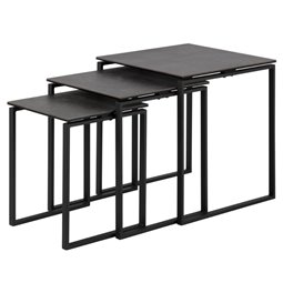 Nest table set Akatri, black, ceramic top, H55cm, D50cm