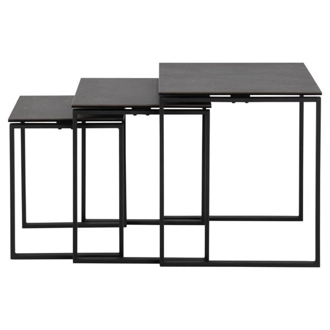 Nest table set Akatri, black, ceramic top, H55cm, D50cm