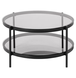 Coffee table Ayonne, black/grey, glass top, H42cm, D79cm