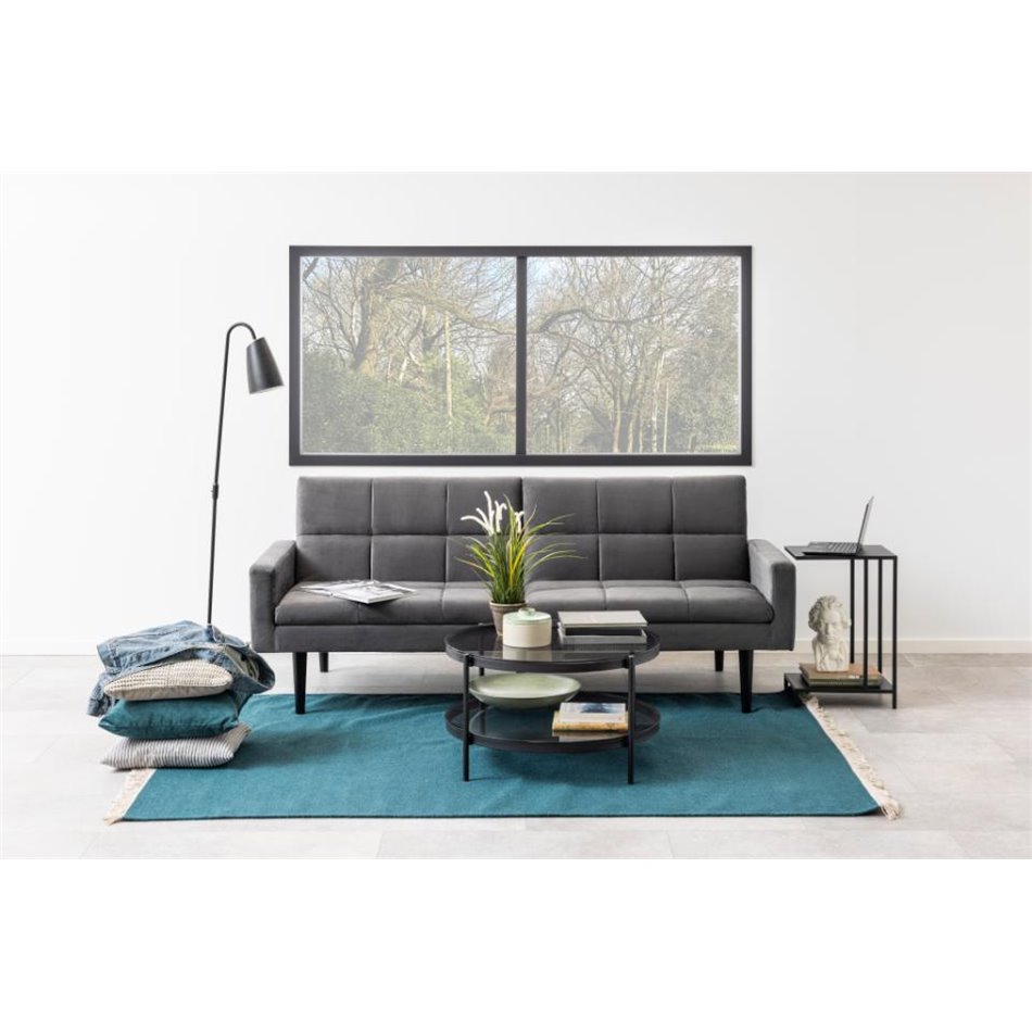 Coffee table Ayonne, black/grey, glass top, H42cm, D79cm