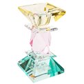 Crystal candleholder, yellow/pink/mint, H12x6x6cm