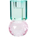 Crystal candleholder, pink/mint,  H10.5cm, D6cm