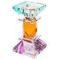 Crystal candleholder, violet/amber/mint, H11x5.8x5.8cm