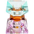 Crystal candleholder, violet/amber/mint, H7.4x6x6cm