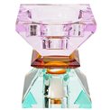 Crystal candleholder, violet/amber/mint, H7.4x6x6cm