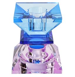 Crystal candleholder, violet/blue/cobalt, H7.4x6x6cm