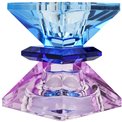 Crystal candleholder, violet/blue/cobalt, H7.4x6x6cm