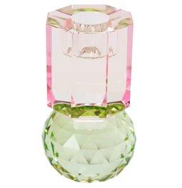 Crystal candleholder, mint/pink, H10.5cm, D6cm