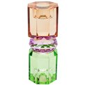 Crystal candleholder, mint/violet/brown, H15cm, D5.5cm