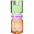 Crystal candleholder, mint/violet/brown, H15cm, D5.5cm