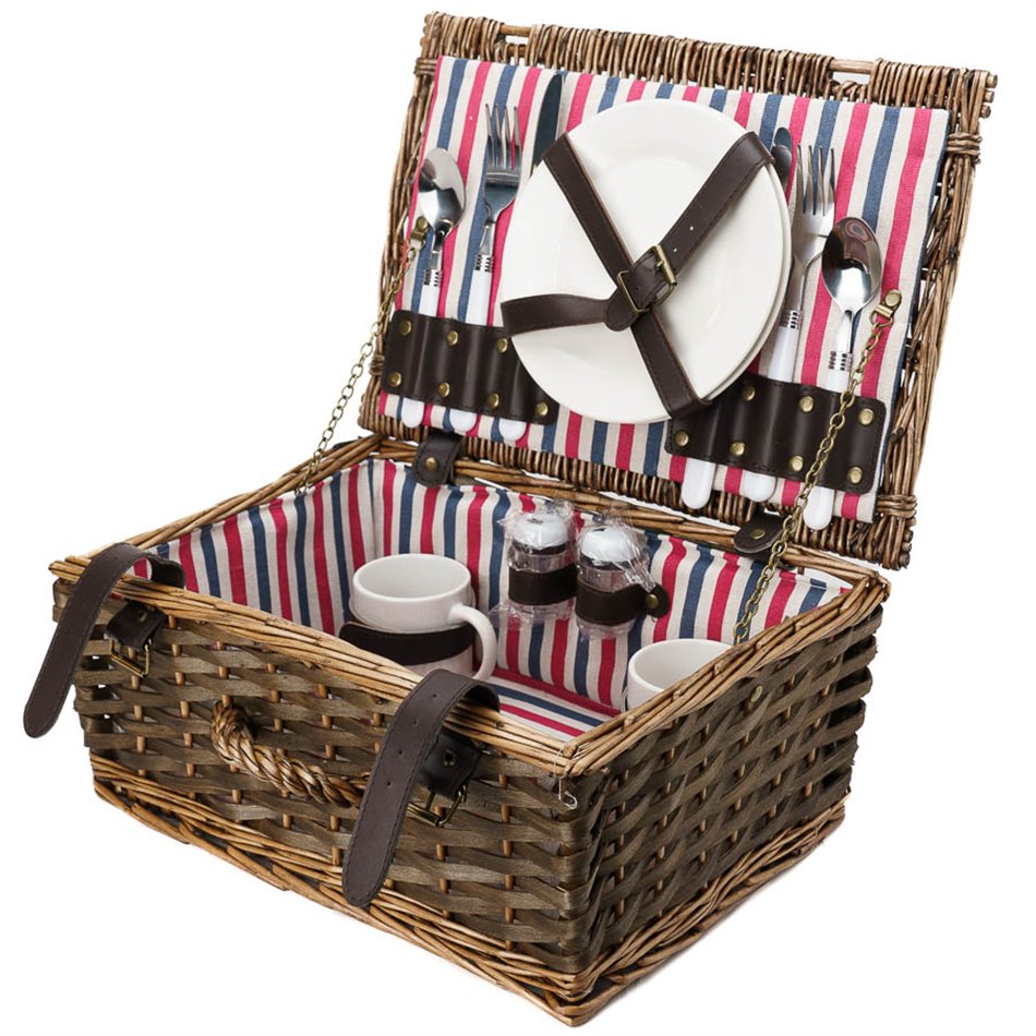 Picnic basket for 2, natural, 17x36x27cm