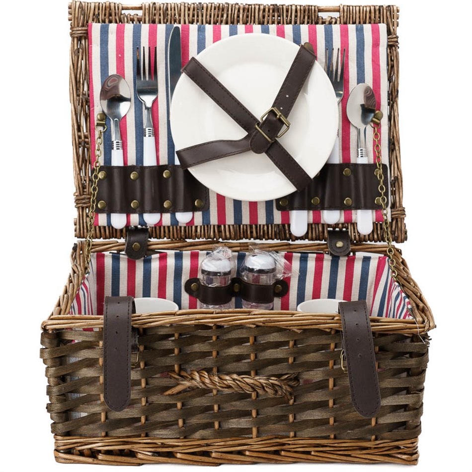 Picnic basket for 2, natural, 17x36x27cm