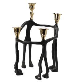 Candle holder Family, metal, black/golden, 24x24x34cm