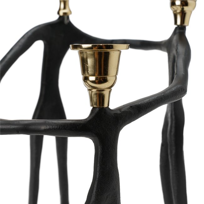 Candle holder Family, metal, black/golden, 24x24x34cm