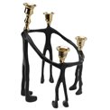 Candle holder Family, metal, black/golden, 24x24x34cm