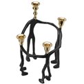 Candle holder Family, metal, black/golden, 24x24x34cm
