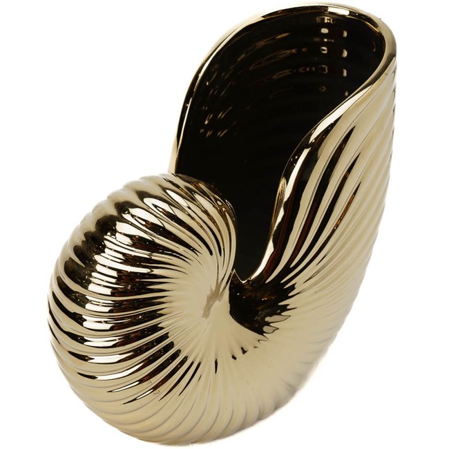 Vase Seashell, ceramic, golden, 21x19x11cm