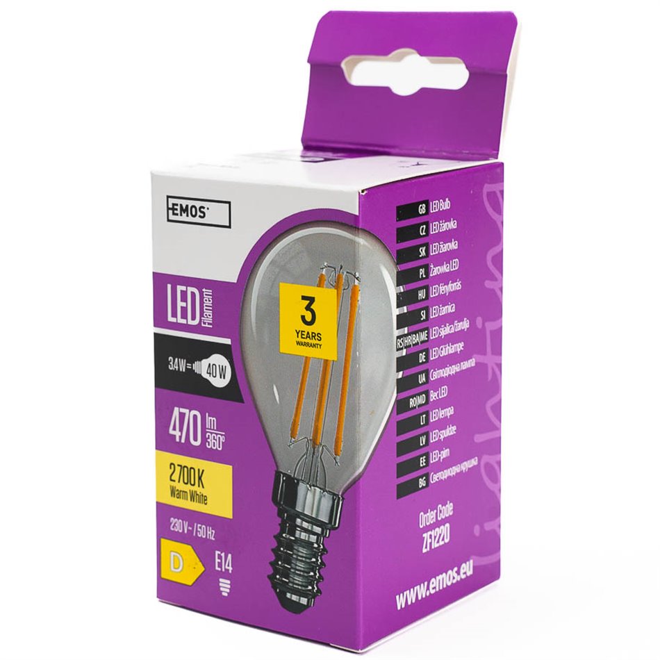 LED Bulb FLM Mini GL WW E14 3.4W, 