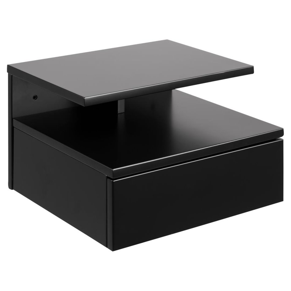 Bedside table Ashlan, MDF, black, H22.5x35x32cm