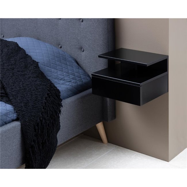 Bedside table Ashlan, MDF, black, H22.5x35x32cm
