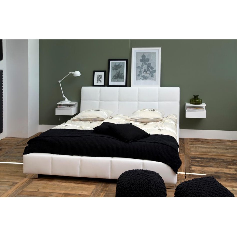 Bedside table Ashlan, white, MDF, H22.5x35x32cm