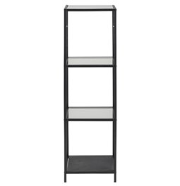 Bookcase Aford, top glass/black frame 119.5x35x37cm