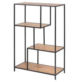 Bookcase Aford, top oak, MDF/black frame, 114x77x35cm