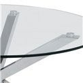 Kavos staliukas Aheaven, viršutinis stiklas/sidabras kojos, D82cm, H40cm
