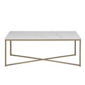Coffee table Aisma, white, artificial marble/brass colour legs, H46x120x60cm