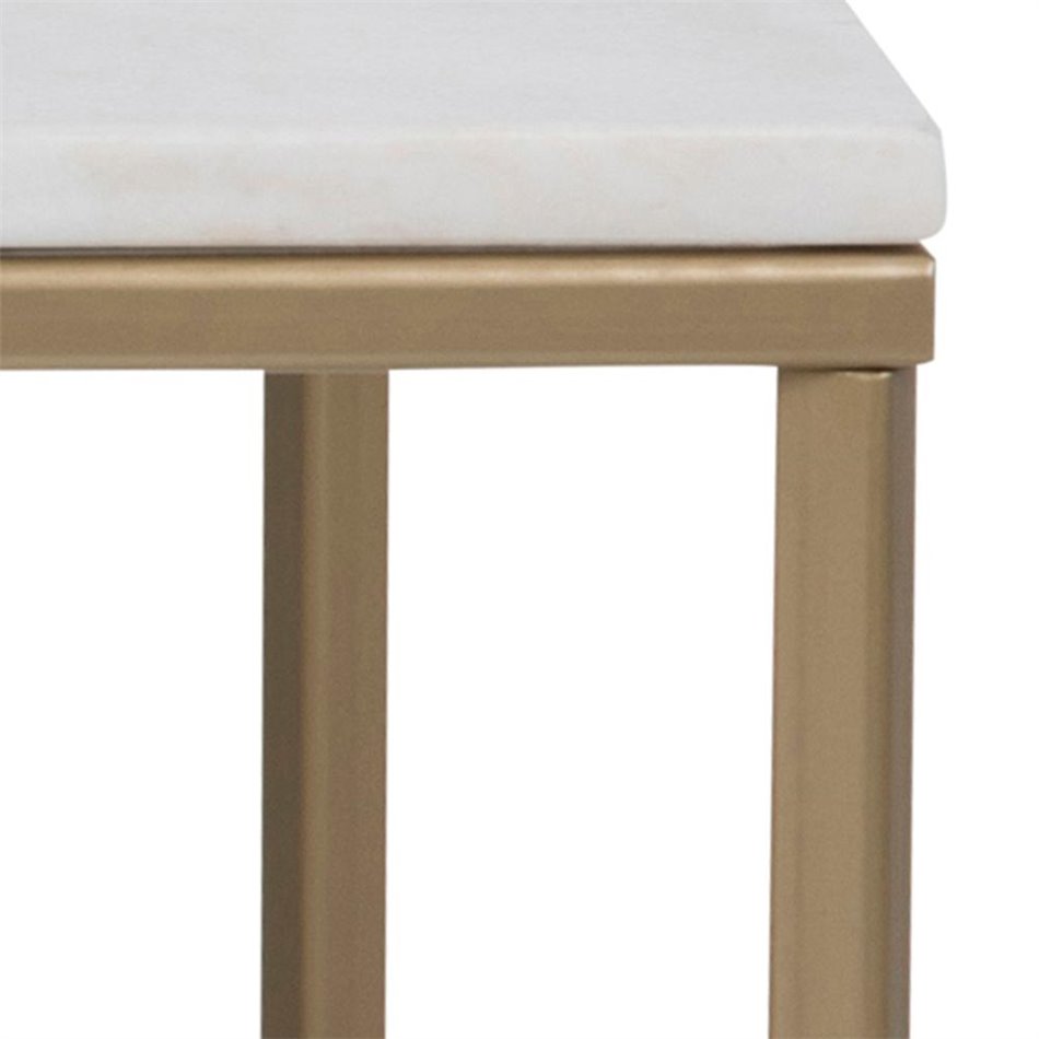 Coffee table Aisma, white, artificial marble/brass colour legs, H46x120x60cm