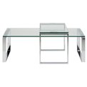 Coffee table set Akatrine, 2 pcs, glass/silver,  H45x115x69cm