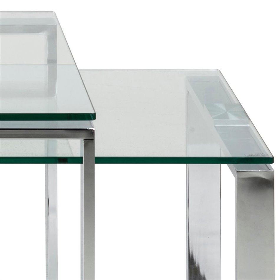 Coffee table set Akatrine, 2 pcs, glass/silver,  H45x115x69cm